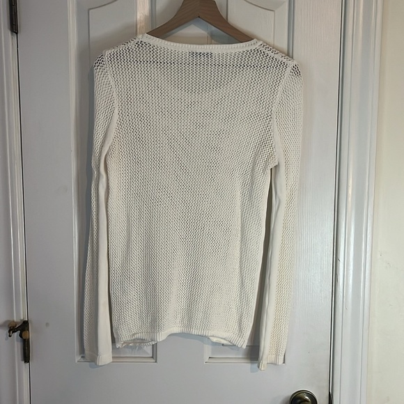 Sandro Paris | White Fringe Open Knit Sweater Size 1/small Western Festial Boho - Picture 7 of 12
